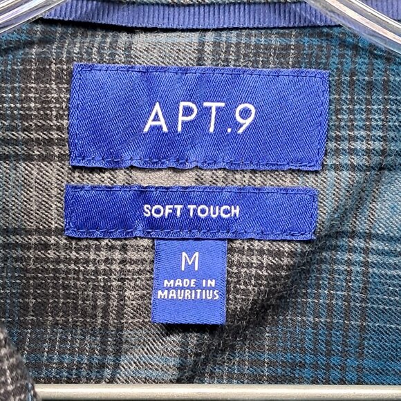 Apt.9 Men's Button Down Shirt Soft Touch Flannel Blue Medium - Picture 7 of 13